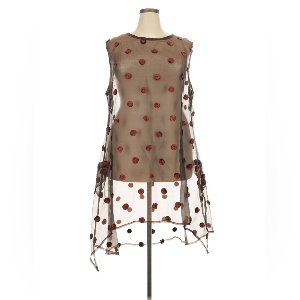 IVEY ABITZ Sheer Black Pockets 3D Fuzzy Flower Detail Dress Frock Overlay VGUC